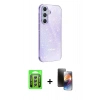 MARSİLYAN™- Galaxy A25 5G Kılıf Yankı Doku Prime - Siyah 3D Antistatik Mat Seramik Nano Ekran Koruyucu + Raze Metal Kamera Lens - GS