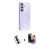 MARSİLYAN™- Galaxy A25 5G Kılıf Yankı Doku Prime - Siyah 3D Antistatik Mat Seramik Nano Ekran Koruyucu + Valdez Metal Kamera Lens - GS