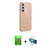 MARSİLYAN™- Galaxy A25 5G Kılıf Yankı Doku Prime - Siyah 3D Antistatik Seramik Nano Ekran Koruyucu + Raze Metal Kamera Lens - GS