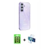 MARSİLYAN™- Galaxy A25 5G Kılıf Yankı Doku Prime - Siyah 3D Antistatik Seramik Nano Ekran Koruyucu + Raze Metal Kamera Lens - GS