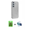 MARSİLYAN™- Galaxy A25 5G Kılıf Yankı Doku Prime - Siyah 3D Antistatik Seramik Nano Ekran Koruyucu + Raze Metal Kamera Lens - SH