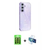 MARSİLYAN™- Galaxy A25 5G Kılıf Yankı Doku Prime - Siyah 3D Antistatik Seramik Nano Ekran Koruyucu + Raze Metal Kamera Lens - SH
