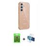 MARSİLYAN™- Galaxy A25 5G Kılıf Yankı Doku Prime - Siyah 3D Antistatik Seramik Nano Ekran Koruyucu + Raze Metal Kamera Lens - SH