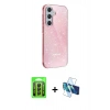 MARSİLYAN™- Galaxy A25 5G Kılıf Yankı Doku Prime - Siyah 3D Antistatik Seramik Nano Ekran Koruyucu + Raze Metal Kamera Lens - SH