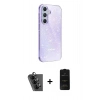 MARSİLYAN™- Galaxy A25 5G Kılıf Yankı Doku Prime - Siyah 6D Antistatik Mat Seramik Hayalet Nano Ekran Koruyucu + Valdez Metal Kamera Lens - SH