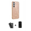 MARSİLYAN™- Galaxy A25 5G Kılıf Yankı Doku Prime - Siyah 6D Antistatik Mat Seramik Hayalet Nano Ekran Koruyucu + Valdez Metal Kamera Lens - SH
