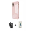 MARSİLYAN™- Galaxy A25 5G Kılıf Yankı Serisi - Şeffaf Pasifik Cam Ekran Koruyucu + Valdez Metal Kamera Lens - SH