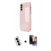 MARSİLYAN™- Galaxy A25 5G Kılıf Yankı Serisi - Siyah 3D Antistatik Mat Seramik Nano Ekran Koruyucu + Valdez Metal Kamera Lens - GS