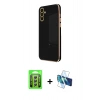 MARSİLYAN™- Galaxy A25 5G Kılıf Yankı Serisi - Siyah 3D Antistatik Seramik Nano Ekran Koruyucu + Raze Metal Kamera Lens - GS