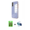 MARSİLYAN™- Galaxy A25 5G Kılıf Yankı Serisi - Siyah 3D Antistatik Seramik Nano Ekran Koruyucu + Raze Metal Kamera Lens - GS