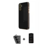 MARSİLYAN™- Galaxy A25 5G Kılıf Yankı Serisi - Siyah 6D Antistatik Mat Seramik Hayalet Nano Ekran Koruyucu + Valdez Metal Kamera Lens - SH