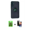 MARSİLYAN™- Galaxy A25 5G Kılıf Yörünge Çizgi - Siyah 3D Antistatik Mat Seramik Nano Ekran Koruyucu + Raze Metal Kamera Lens - SH
