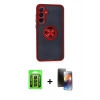 MARSİLYAN™- Galaxy A25 5G Kılıf Yörünge Çizgi - Siyah 3D Antistatik Mat Seramik Nano Ekran Koruyucu + Raze Metal Kamera Lens - SH
