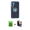 MARSİLYAN™- Galaxy A25 5G Kılıf Yörünge Çizgi - Siyah 3D Antistatik Mat Seramik Nano Ekran Koruyucu + Raze Metal Kamera Lens - SH