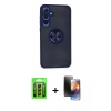 MARSİLYAN™- Galaxy A25 5G Kılıf Yörünge Çizgi - Siyah 3D Antistatik Mat Seramik Nano Ekran Koruyucu + Raze Metal Kamera Lens - SH