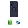 MARSİLYAN™- Galaxy A25 5G Kılıf Yörünge Çizgi - Siyah 3D Antistatik Seramik Nano Ekran Koruyucu + Raze Metal Kamera Lens - SH