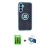MARSİLYAN™- Galaxy A25 5G Kılıf Yörünge Çizgi - Siyah 3D Antistatik Seramik Nano Ekran Koruyucu + Raze Metal Kamera Lens - SH