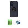 MARSİLYAN™- Galaxy A25 5G Kılıf Yörünge Çizgi - Siyah 3D Antistatik Seramik Nano Ekran Koruyucu + Raze Metal Kamera Lens - SH