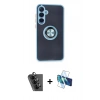 MARSİLYAN™- Galaxy A25 5G Kılıf Yörünge Çizgi - Siyah 3D Antistatik Seramik Nano Ekran Koruyucu + Valdez Metal Kamera Lens - SH