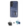 MARSİLYAN™- Galaxy A25 5G Kılıf Yörünge Işık Serisi - Siyah 3D Antistatik Cam Ekran Koruyucu + Kamera Lens Koruma Cam - SF