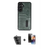 MARSİLYAN™- Galaxy A25 5G Kılıf Yörünge Işık Serisi - Siyah 3D Antistatik Mat Seramik Nano Ekran Koruyucu + Valdez Metal Kamera Lens - SH