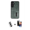 MARSİLYAN™- Galaxy A25 5G Kılıf Yörünge Işık Serisi - Siyah 3D Antistatik Mat Seramik Nano Ekran Koruyucu + Valdez Metal Kamera Lens - GS
