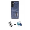 MARSİLYAN™- Galaxy A25 5G Kılıf Yörünge Işık Serisi - Siyah 3D Antistatik Seramik Nano Ekran Koruyucu + Valdez Metal Kamera Lens - GS
