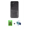 MARSİLYAN™- Galaxy A25 5G Kılıf Yörünge Işık Serisi - Siyah 3D Antistatik Seramik Nano Ekran Koruyucu + Raze Metal Kamera Lens - SH