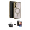 MARSİLYAN™- Galaxy A25 5G Kılıf Zirve Doku Prime - Siyah 3D Antistatik Mat Seramik Nano Ekran Koruyucu + Kamera Lens Koruma Cam - SF