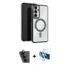 MARSİLYAN™- Galaxy A25 5G Kılıf Zirve Doku Prime - Siyah 3D Antistatik Seramik Nano Ekran Koruyucu + Valdez Metal Kamera Lens - SH
