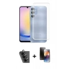 MARSİLYAN™- Galaxy A25 5G Kılıf Zirve Doku - Siyah 3D Antistatik Mat Seramik Nano Ekran Koruyucu + Valdez Metal Kamera Lens - SH