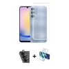 MARSİLYAN™- Galaxy A25 5G Kılıf Zirve Doku - Siyah 3D Antistatik Seramik Nano Ekran Koruyucu + Valdez Metal Kamera Lens - SH