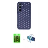 MARSİLYAN™- Galaxy A25 5G Kılıf Zirve Form - Siyah 3D Antistatik Seramik Nano Ekran Koruyucu + Raze Metal Kamera Lens - SH