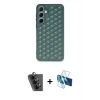 MARSİLYAN™- Galaxy A25 5G Kılıf Zirve Form - Siyah 3D Antistatik Seramik Nano Ekran Koruyucu + Valdez Metal Kamera Lens - SH