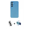 MARSİLYAN™- Galaxy A25 5G Kılıf Zirve Form - Siyah 3D Antistatik Seramik Nano Ekran Koruyucu + Valdez Metal Kamera Lens - GS
