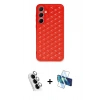 MARSİLYAN™- Galaxy A25 5G Kılıf Zirve Form - Siyah 3D Antistatik Seramik Nano Ekran Koruyucu + Valdez Metal Kamera Lens - GS