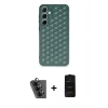 MARSİLYAN™- Galaxy A25 5G Kılıf Zirve Form - Siyah 6D Antistatik Mat Seramik Hayalet Nano Ekran Koruyucu + Valdez Metal Kamera Lens - SH