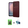 MARSİLYAN™- Galaxy A26 Kılıf Eksen Form Prime - Siyah 3D Antistatik Cam Ekran Koruyucu + Raze Metal Kamera Lens - SH