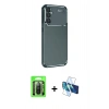 MARSİLYAN™- Galaxy A26 Kılıf Eksen Form Prime - Siyah 3D Antistatik Cam Ekran Koruyucu + Raze Metal Kamera Lens - SH