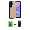 MARSİLYAN™- Galaxy A26 Kılıf Kıvılcım Işık Serisi - Siyah 3D Antistatik Hayalet Cam Ekran Koruyucu + Raze Metal Kamera Lens - GS