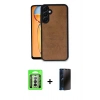 MARSİLYAN™- Galaxy A26 Kılıf Kıvılcım Işık Serisi - Siyah 3D Antistatik Hayalet Cam Ekran Koruyucu + Raze Metal Kamera Lens - GS