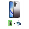 MARSİLYAN™- Galaxy A26 Kılıf Kıvılcım Minimal Özel Seri - Siyah 3D Antistatik Cam Ekran Koruyucu + Raze Metal Kamera Lens - SH