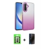 MARSİLYAN™- Galaxy A26 Kılıf Kıvılcım Minimal Özel Seri - Siyah 3D Antistatik Hayalet Cam Ekran Koruyucu + Raze Metal Kamera Lens - GS
