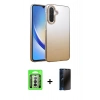 MARSİLYAN™- Galaxy A26 Kılıf Kıvılcım Minimal Özel Seri - Siyah 3D Antistatik Hayalet Cam Ekran Koruyucu + Raze Metal Kamera Lens - GS