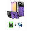 MARSİLYAN™- Galaxy A26 Kılıf Kıvılcım Modern Serisi - Siyah 3D Antistatik Seramik Nano Ekran Koruyucu + Raze Metal Kamera Lens - SH