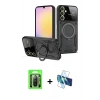 MARSİLYAN™- Galaxy A26 Kılıf Kıvılcım Modern Serisi - Siyah 3D Antistatik Seramik Nano Ekran Koruyucu + Raze Metal Kamera Lens - SH