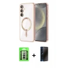 MARSİLYAN™- Galaxy A26 Kılıf Nova Işık Özel Seri - Siyah 3D Antistatik Hayalet Cam Ekran Koruyucu + Raze Metal Kamera Lens - GS