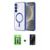 MARSİLYAN™- Galaxy A26 Kılıf Nova Işık Özel Seri - Siyah 3D Antistatik Hayalet Cam Ekran Koruyucu + Raze Metal Kamera Lens - GS