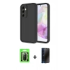 MARSİLYAN™- Galaxy A26 Kılıf Yankı Yansıma Özel Seri - Siyah 3D Antistatik Hayalet Cam Ekran Koruyucu + Raze Metal Kamera Lens - SH