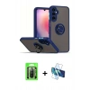 MARSİLYAN™- Galaxy A26 Kılıf Yörünge Çizgi - Siyah 3D Antistatik Seramik Nano Ekran Koruyucu + Raze Metal Kamera Lens - SH